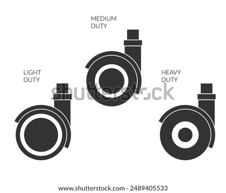Castor Wheel - Light -Medium - Heavy Duty - Stock Icon as EPS 10 File