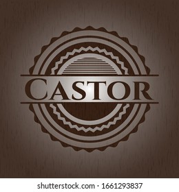 Castor wood emblem. Vintage. Vector Illustration.