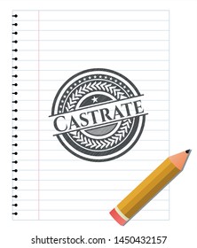 Castrate drawn with pencil strokes. Vector Illustration. Detailed.