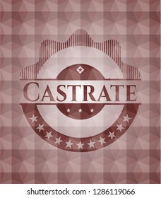 Castrate red seamless geometric pattern emblem. Seamless.