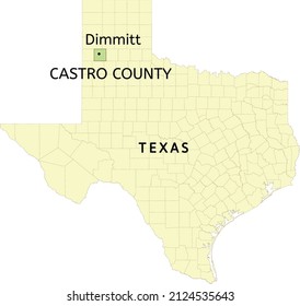 Castro County und Stadt Dimmitt auf der Landkarte von Texas
