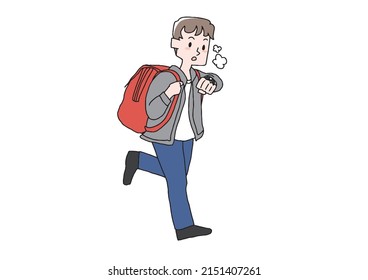 A casual and active man with a quick pace, a comical handwritten person vector, a warm line drawing