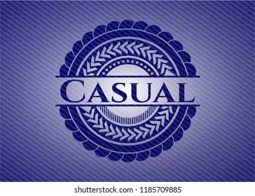 Casual badge with denim background
