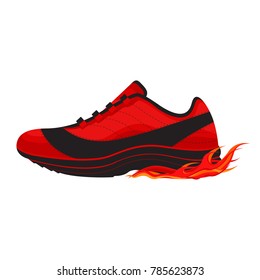 Casual Basketball Shoe With Fire Vector And Icon