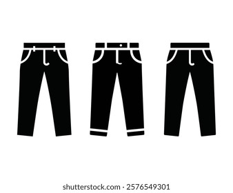 Casual black pants silhouette with pockets on a white background, clothing vector design