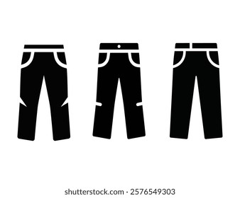 Casual black pants silhouette with pockets on a white background, clothing vector design