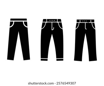 Casual black pants silhouette with pockets on a white background, clothing vector design