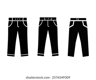 Casual black pants silhouette with pockets on a white background, clothing vector design