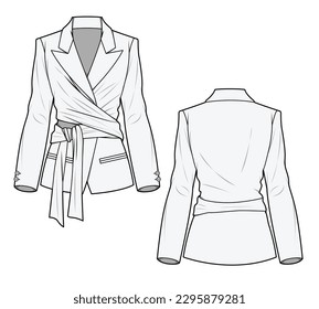 Vorlage für Vektorgrafik-Vektorgrafik von Casual Blazer, Vorderseite und Rückseite.