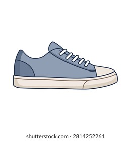 Casual Blue Canvas Sneaker Isolated Vector Illustration with White Laces and Cream Sole