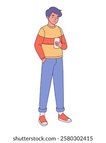 Casual boy with backpack isolated vector