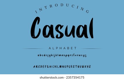Casual Brush Script Font. Retro Typeface. Vector Illustration.