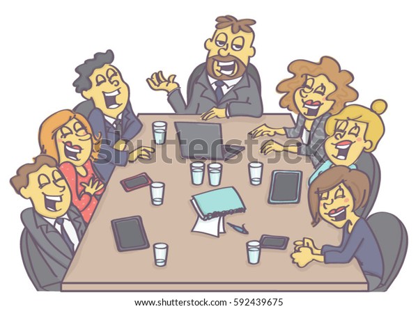 Casual Business Meeting Relaxed Laughing Employees Stock Vector ...