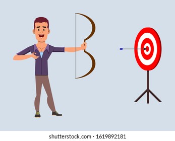 casual businessmen arching in business profit target