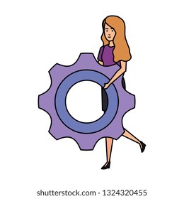 casual businesswoman lifting gear