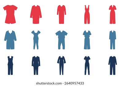 Casual Clothes Icon Set Design
