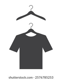 Casual clothes t-shirt hanging on hanger icon