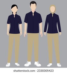 casual corporate uniform template in navy and khaki color