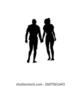 Casual Couple Holding Hands Silhouette