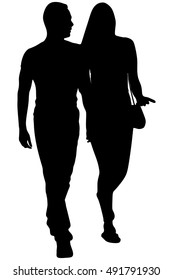 Casual couple is walking