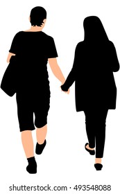 Casual couple is walking