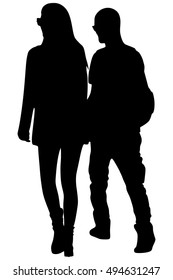 Casual couple is walking
