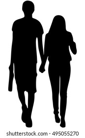 Casual couple is walking