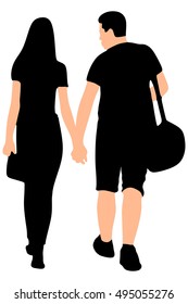 Casual couple is walking