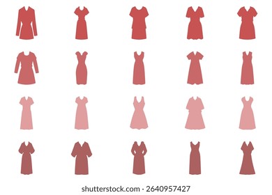 Casual Dress Icon Set Design