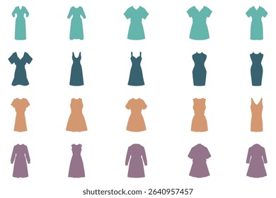 Casual Dress Icon Set Design