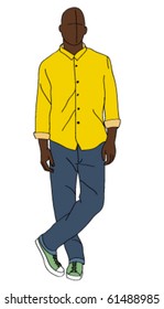 casual dressed man silhouette - vector