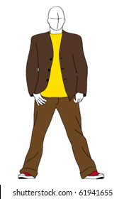 casual dressed man silhouette - vector