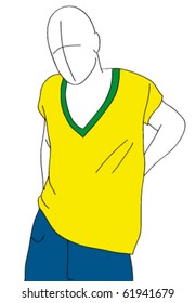 casual dressed man silhouette - vector