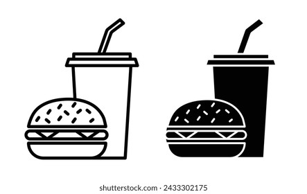 Casual Eatery Line Icon. Quick Bite icon in outline and solid flat style.