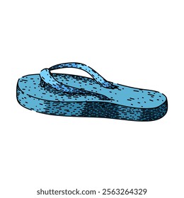 casual flip flops hand drawn. summer footwear, comfort slip, on pool casual flip flops vector sketch. isolated color illustration