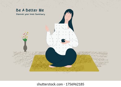 Casual girl illustration at home