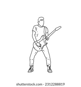 Casual Guitarist illustration line art