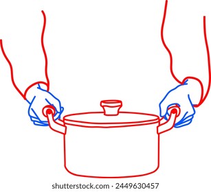 Casual Hand Lifting Pan Vector Illustration