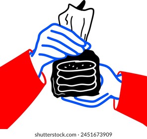 Casual Hand Vector Holding Bag of Cookies Illustration