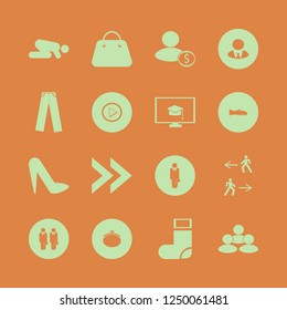 casual icon. casual vector icons set handbag, women shoes, sock and businessmen