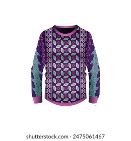 Casual indonesia batik long sleeve shirt design illustration