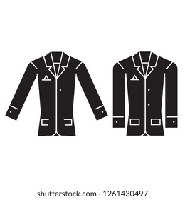 Casual jacket black vector concept icon. Casual jacket flat illustration, sign