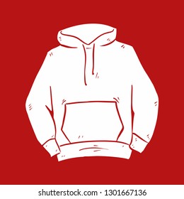 Casual jacket hand drawn doodle illustration with red background