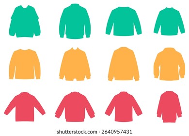 Casual Jacket Silhouette Icon Set