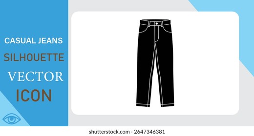 Casual Jeans Silhueta Vetor Ícone Moda, Vestuário, Estilo, Roupas, Design