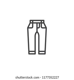Casual jeans trousers outline icon. linear style sign for mobile concept and web design. Pants simple line vector icon. Symbol, logo illustration. Pixel perfect vector graphics