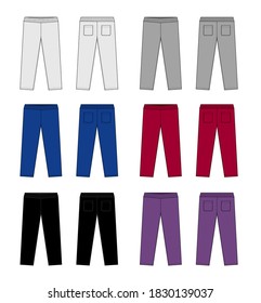 Casual jersey pants / sweat pants template vector illustration set