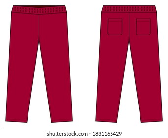 Casual Jersey Pants / Sweat Pants Template Vector Illustration / Red