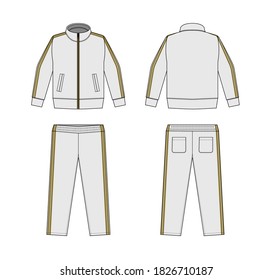 Casual jersey suits (for sports, training etc.) vector illustration set / white and gold