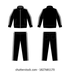 Trajes de jersey casual (para deportes, entrenamiento, etc.) conjunto de ilustraciones vectoriales / blanco y negro